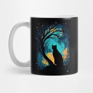 Black Cat at Night Mug